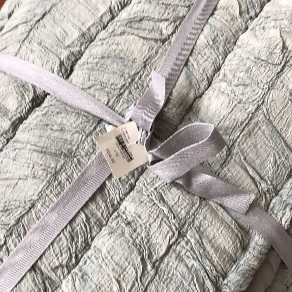 Anthropologie Voile Vienna Ruched Quit in Fog Grey in Twin size